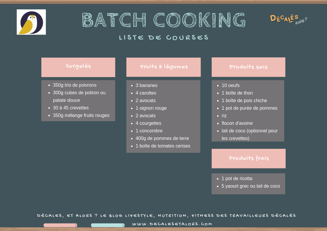 Batch cooking nuit